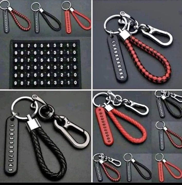Key ring or Key Chain for All . Phone Number Key Ring - Red